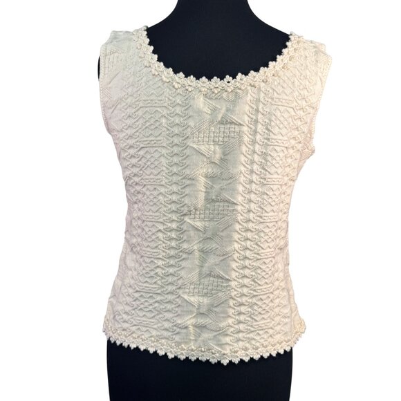 Hand Loomed Cotton Salsa Peru Womens Sleeveless Cardigan Size XL - Picture 4 of 6